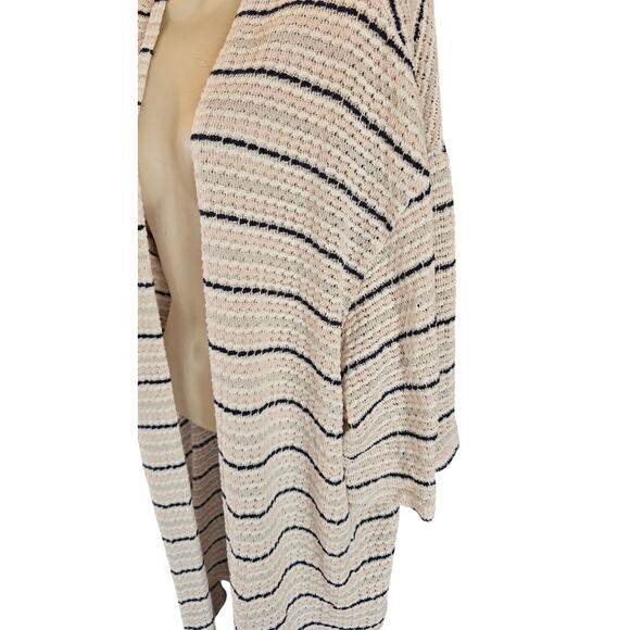Lane bryant 26 / 28 open knit striped shawl open cardigan office teacher sweater - Picture 4 of 8
